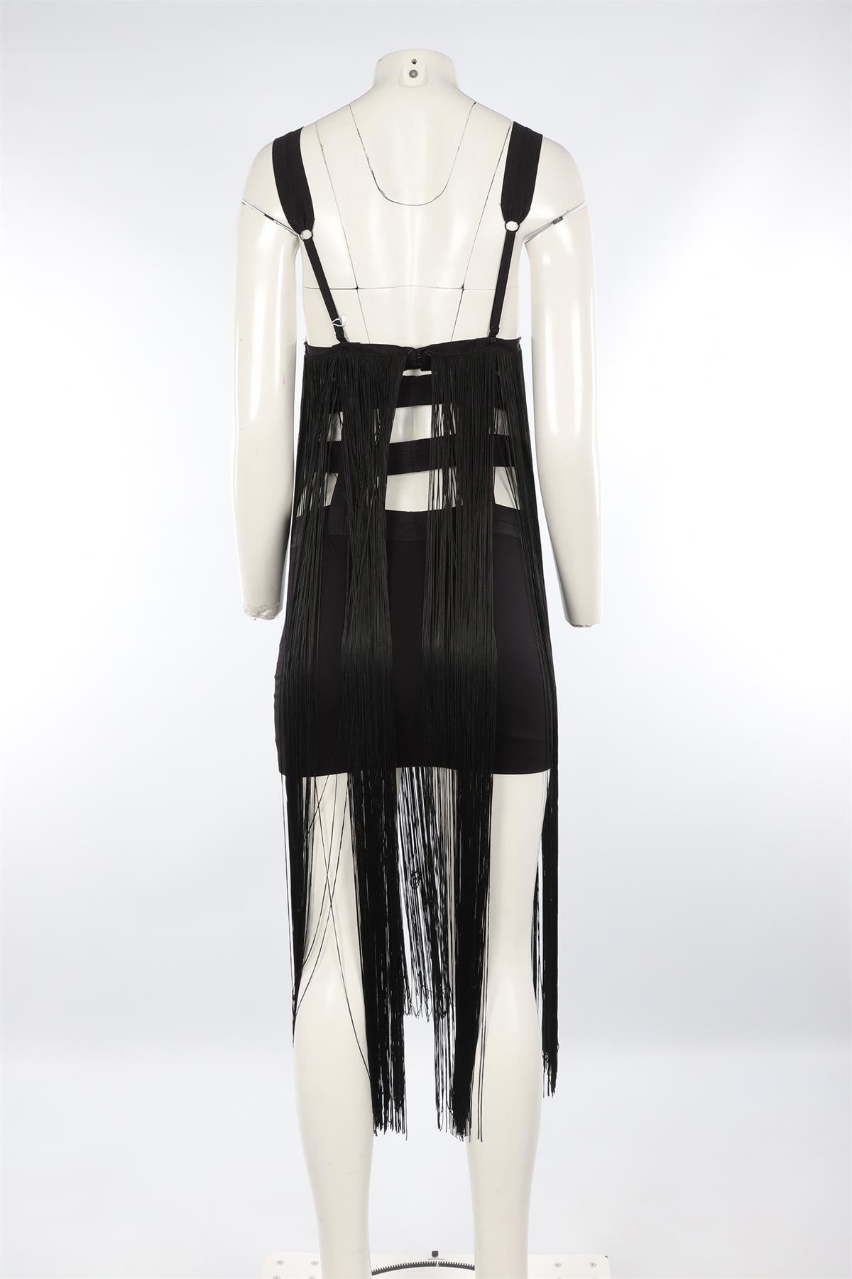 LA PERLA BLACK FRINGE MAXI DRESS UK 12