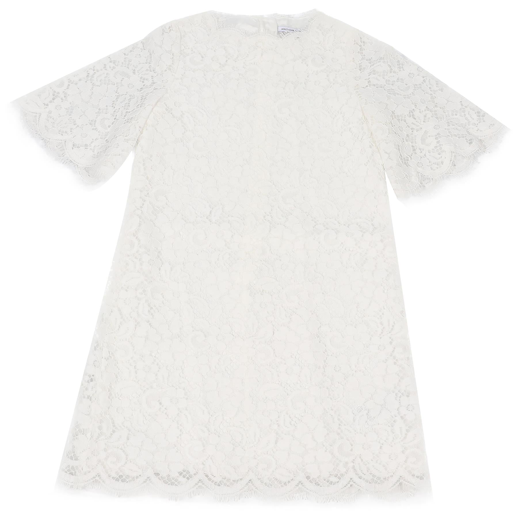 DOLCE & GABBANA WHITE KIDS GIRLS LACE DRESS 7-8 YEARS