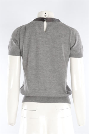 YVES SAINT LAURENT GREY CASHMERE TOP SMALL