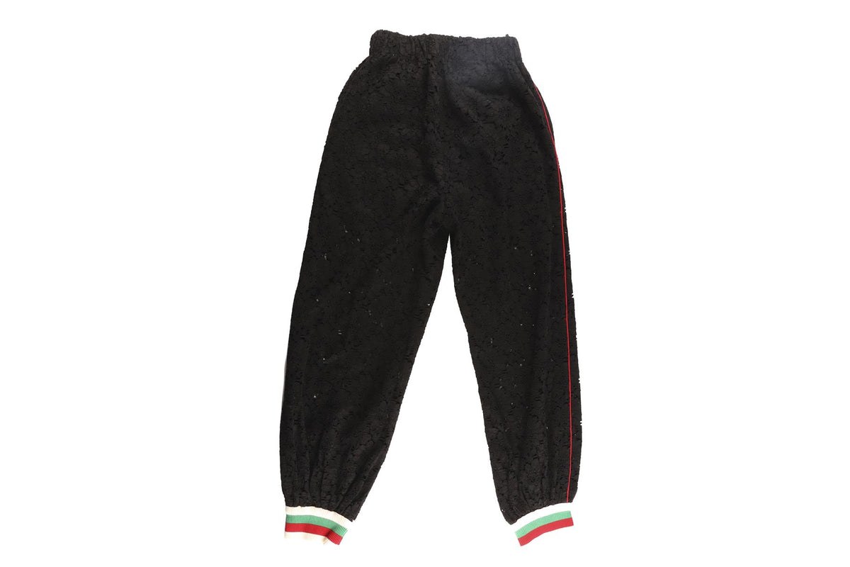 GUCCI BLACK LACE TRACK PANTS IT 36 UK 4