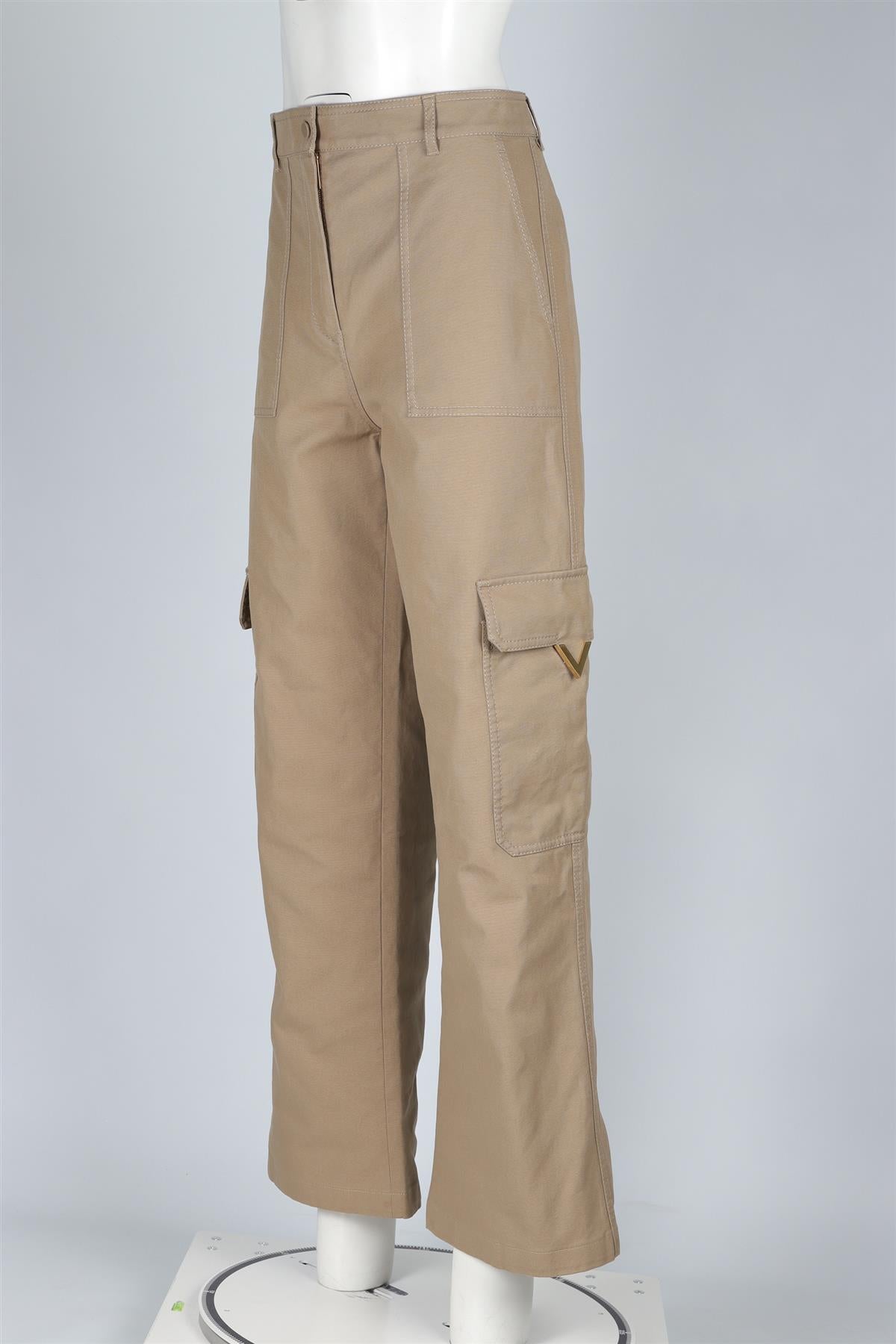VALENTINO GREEN COTTON CARGO PANTS IT 44 UK 12