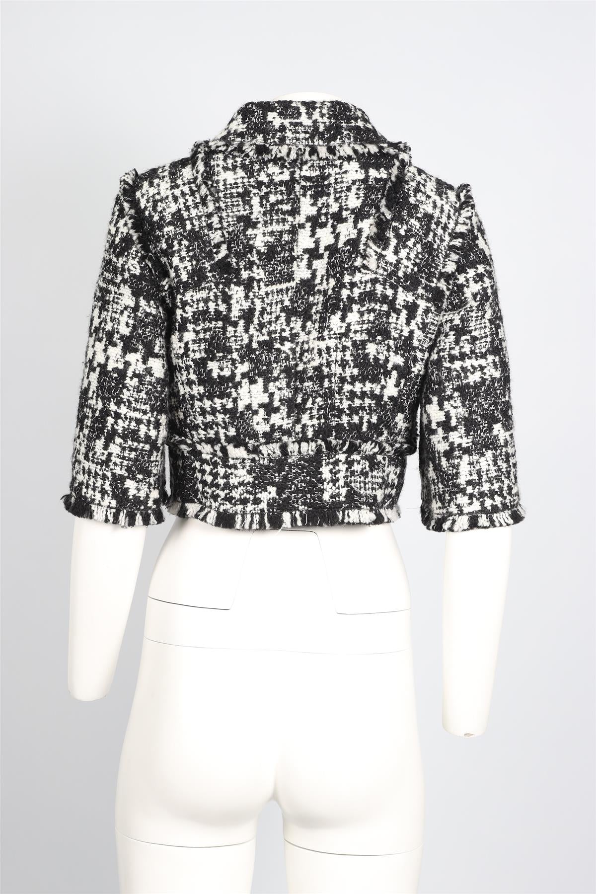 DOLCE & GABBANA BLACK AND WHITE WOOL BLEND JACKET IT 38 UK 6