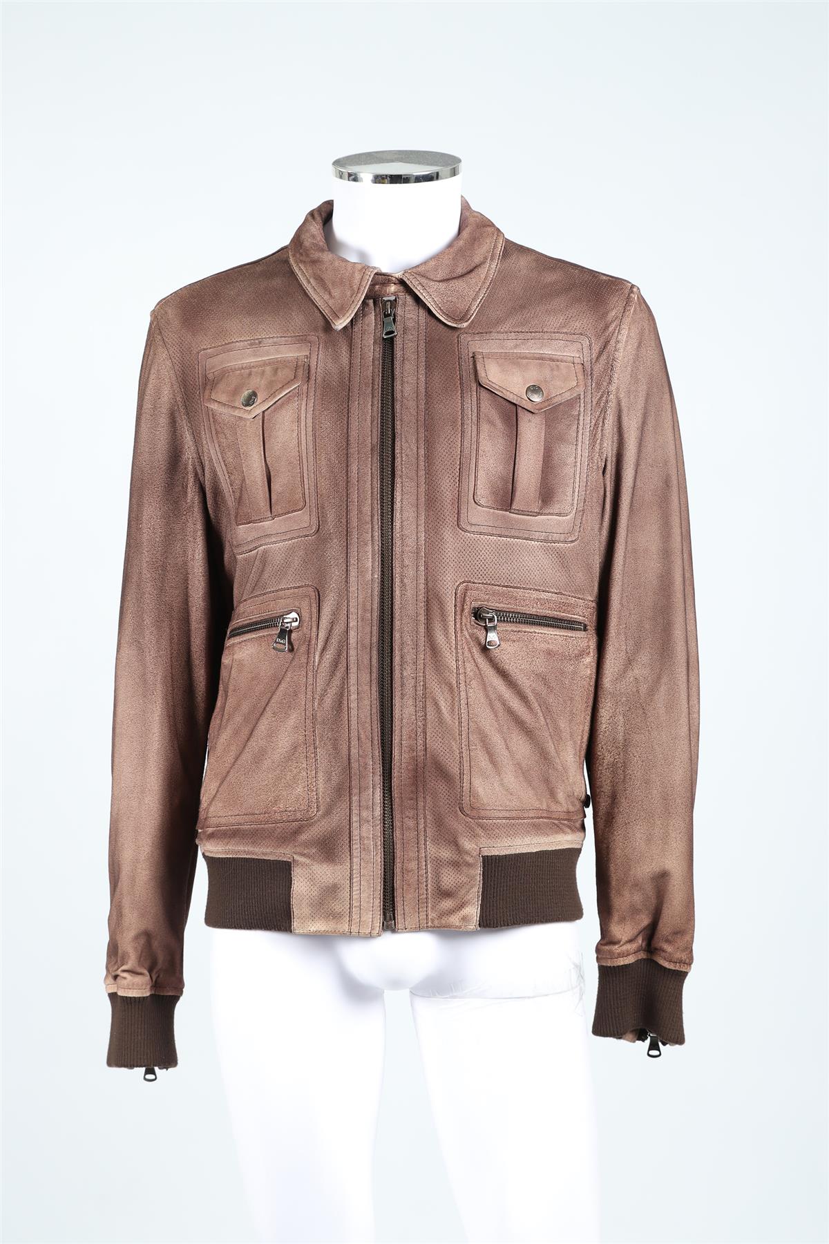 D&G BROWN MEN'S SUEDE JACKET IT 54 UK 44