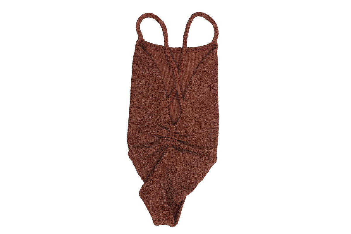 HUNZA G BROWN SWIMSUIT ONE SIZE