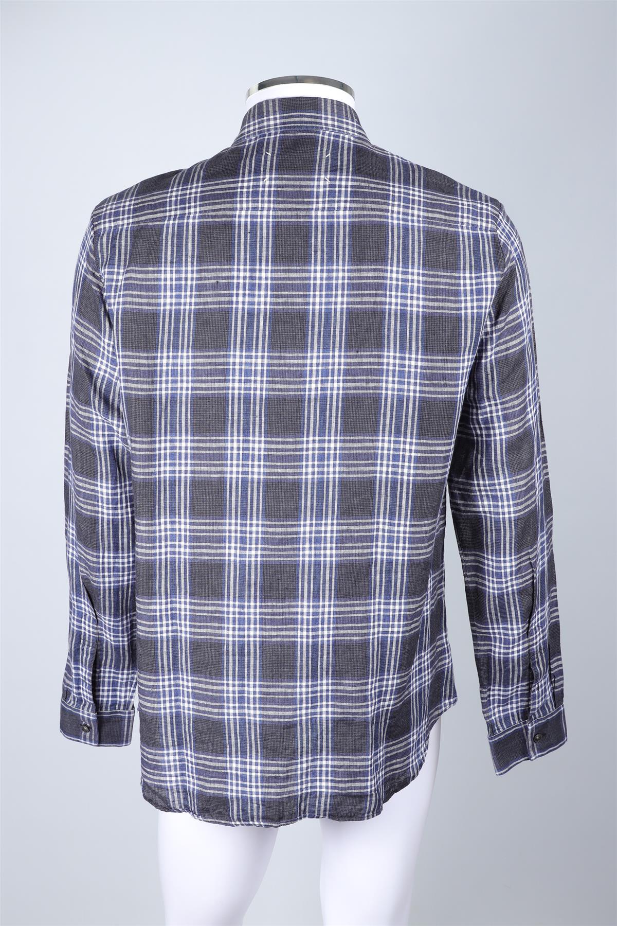 MAISON MARGIELA BLUE CHECKED LINEN SHIRT FR 52 UK/US 42