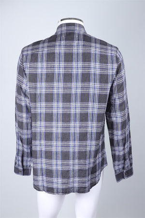 MAISON MARGIELA BLUE CHECKED LINEN SHIRT FR 52 UK/US 42