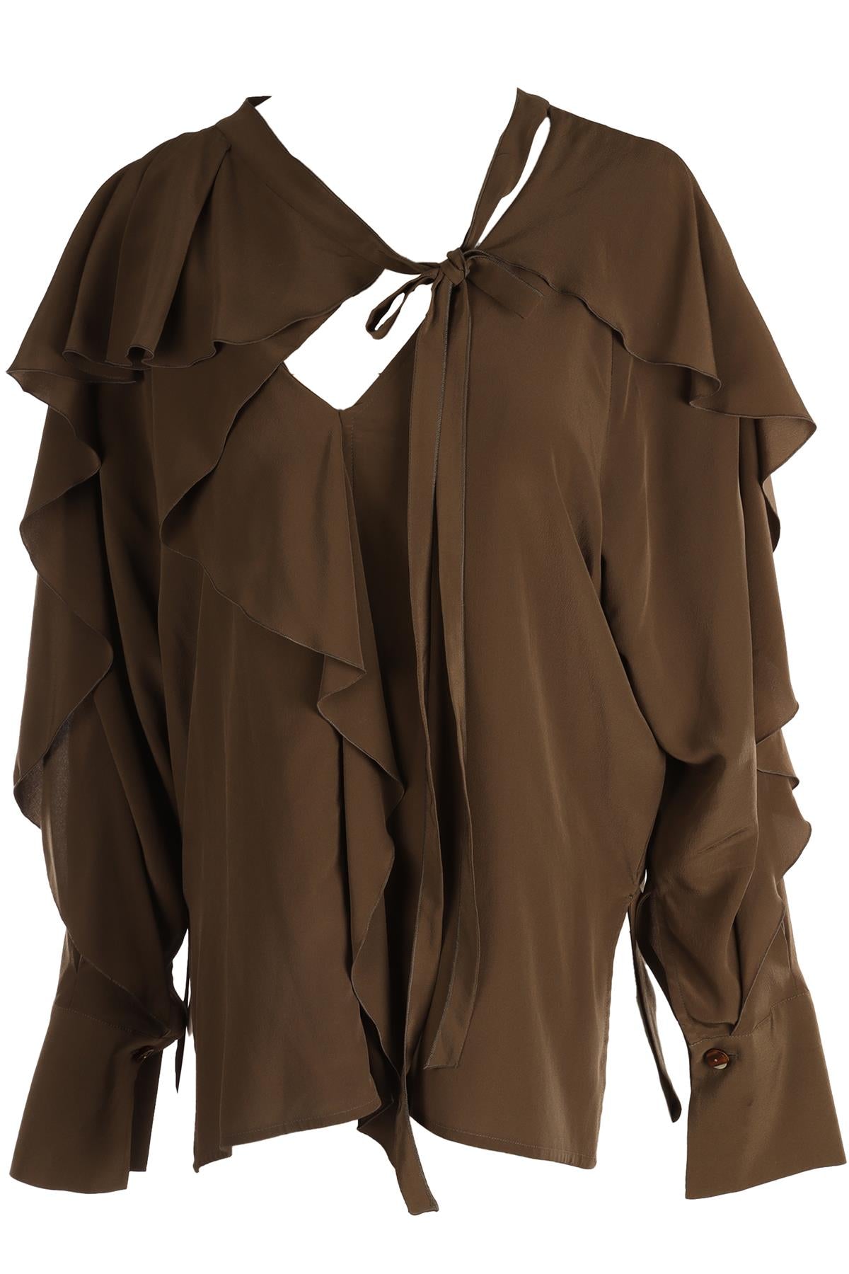 VICTORIA BECKHAM GREEN SILK TOP UK 8