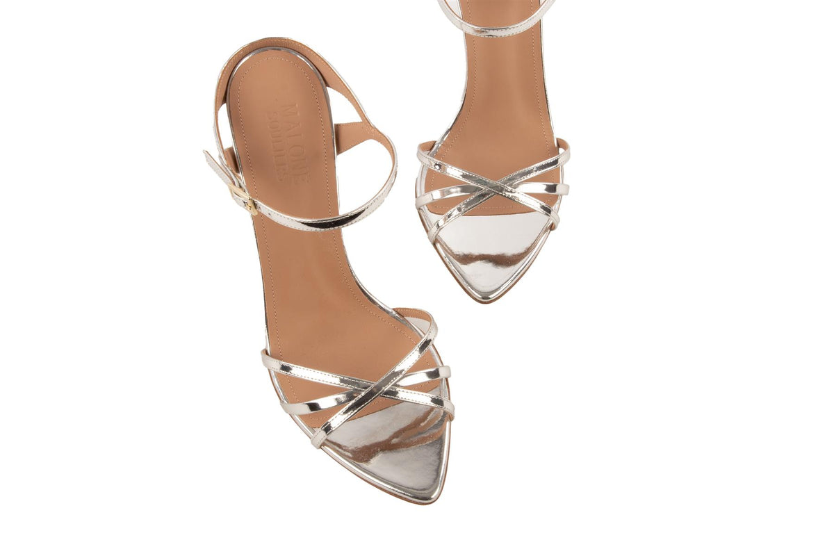 MALONE SOULIERS SILVER LEATHER MULES EU 39 UK 6 US 9