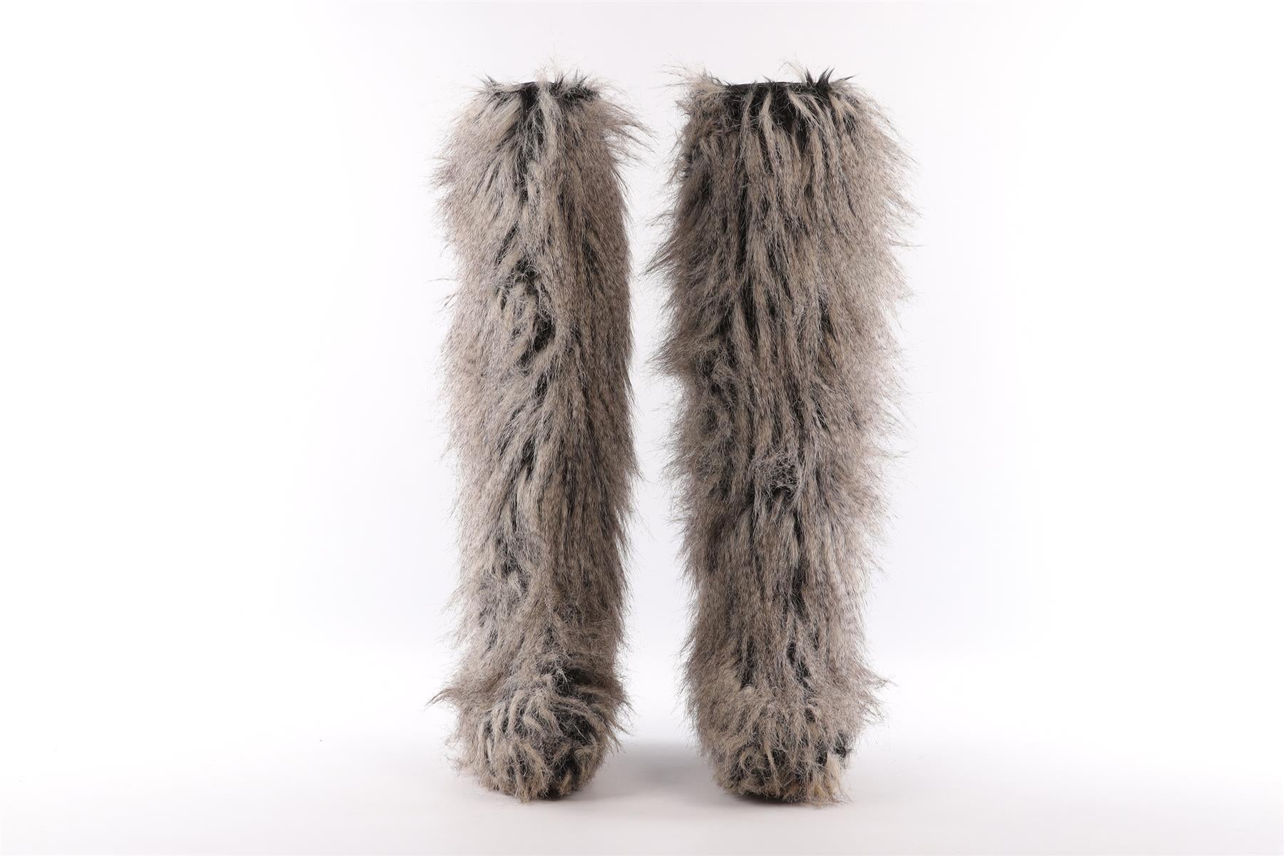 CHANEL GREY 2010 FAUX FUR KNEE HIGH BOOTS EU 40.5 UK 7.5 US 10.5