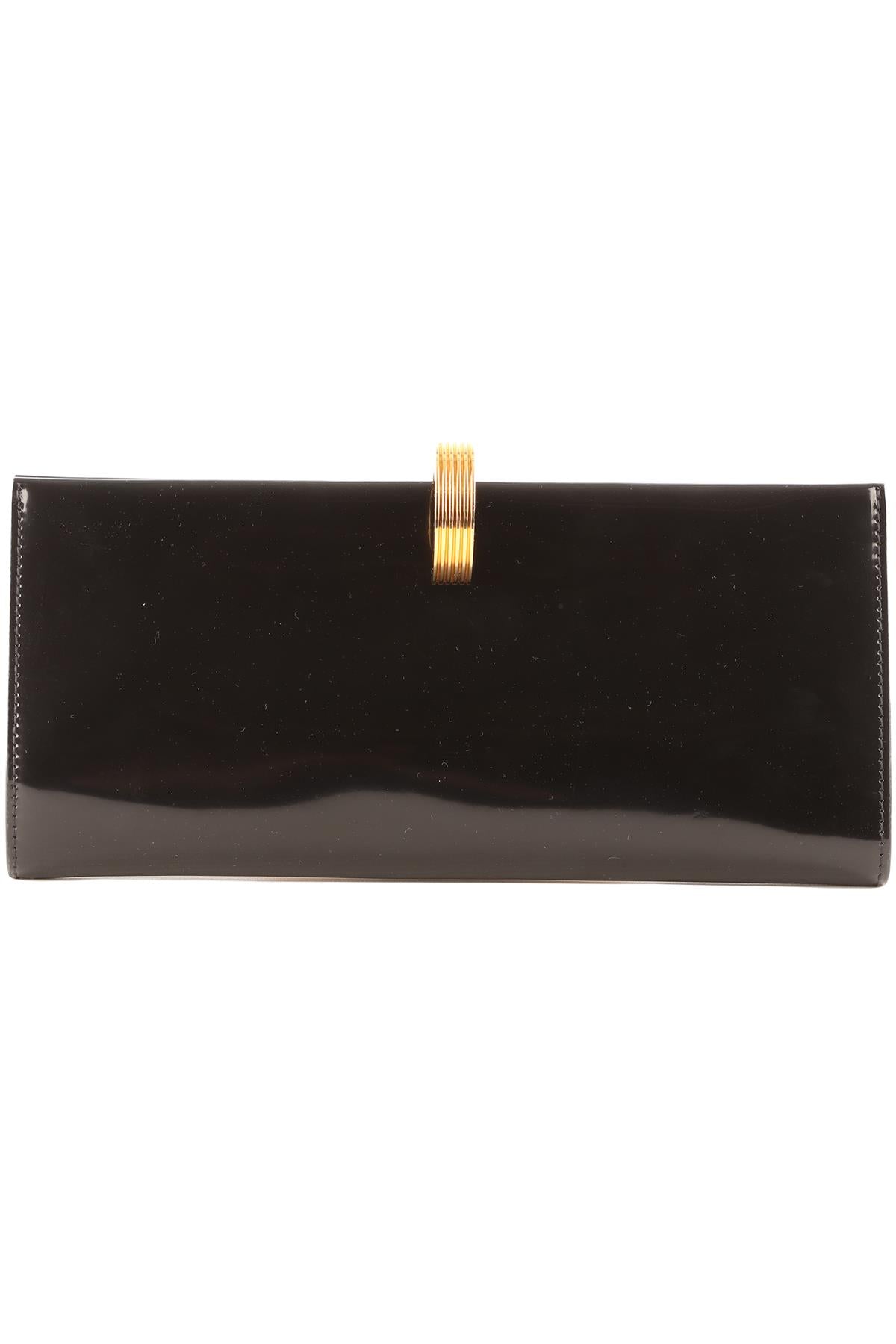 SAINT LAURENT BLACK DARIA PATENT LEATHER CLUTCH