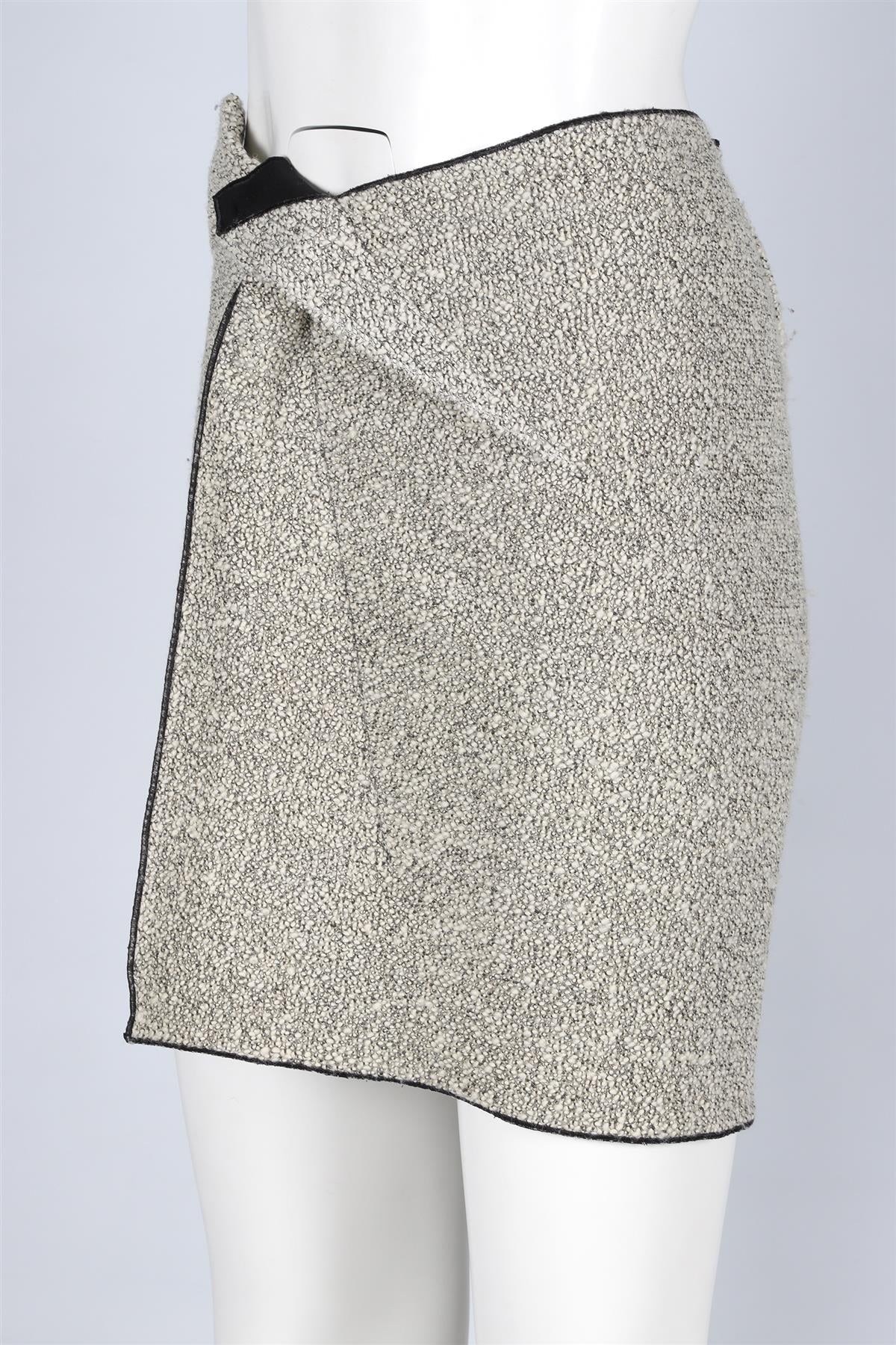 ROLAND MOURET GREY WOOL MINI SKIRT US 4 UK 8