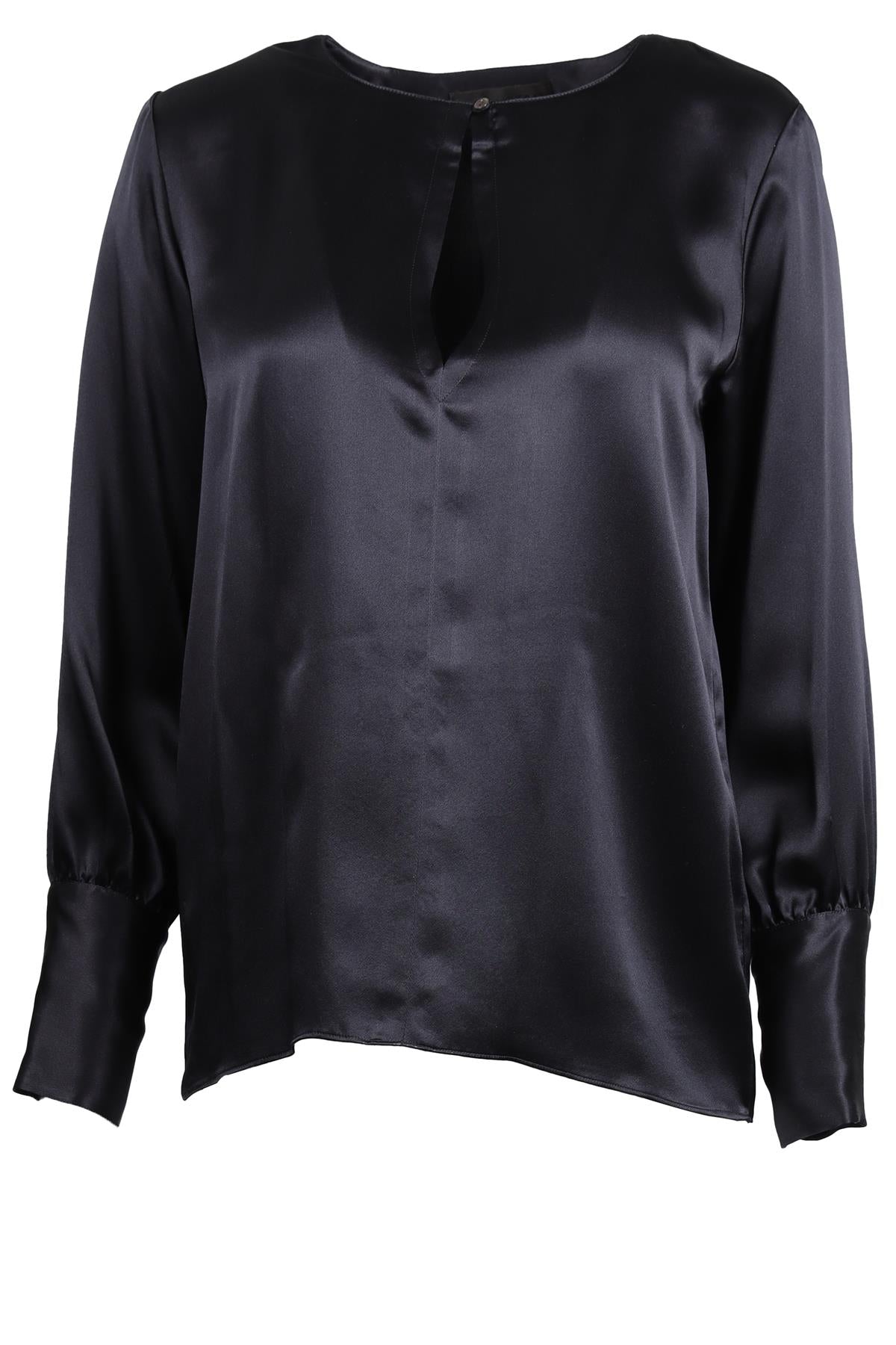 NILI LOTAN NAVY SILK BLEND TOP XSMALL
