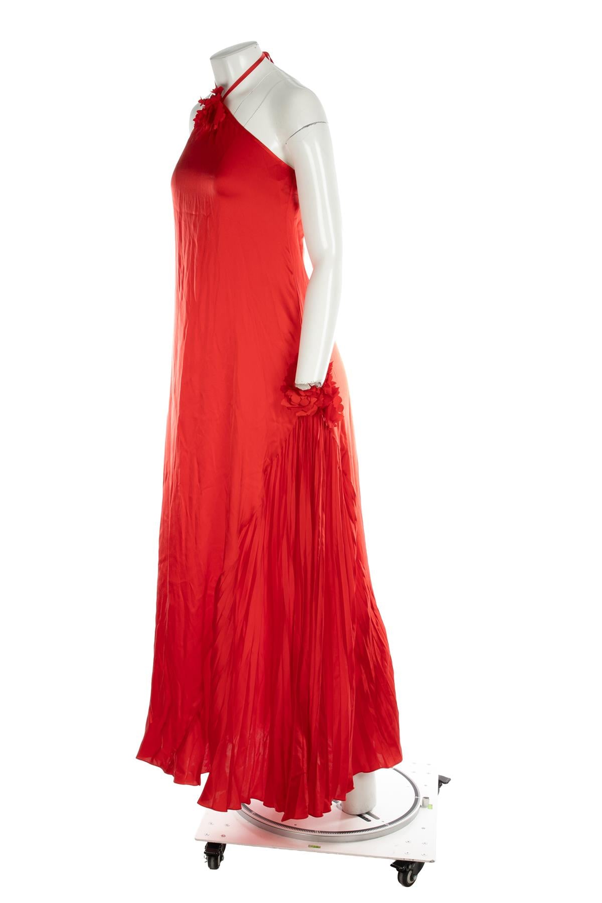 KIKA VARGAS RED SILK MAXI DRESS SMALL
