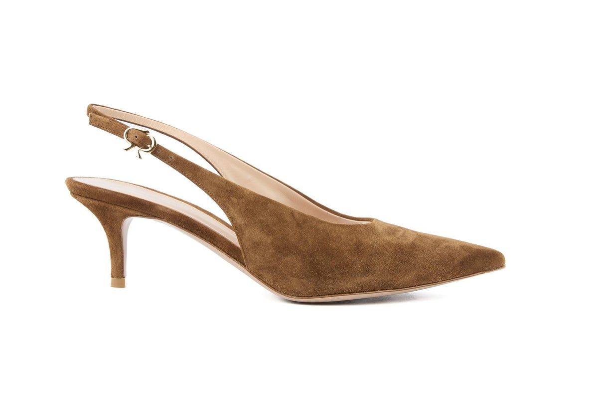 GIANVITO ROSSI BROWN SUEDE SLINGBACK PUMPS EU 38 UK 5 US 8