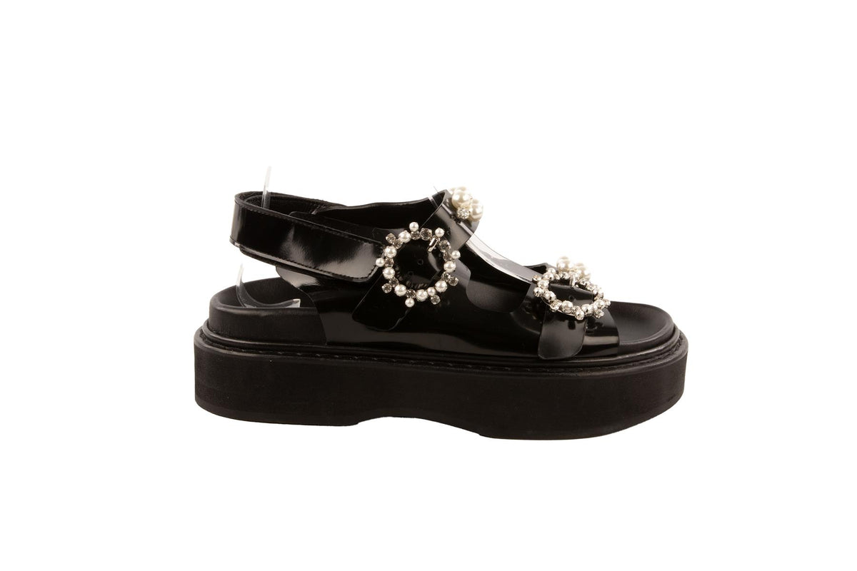 SIMONE ROCHA BLACK LEATHER PLATFORM SANDALS EU 40 UK 7 US 10