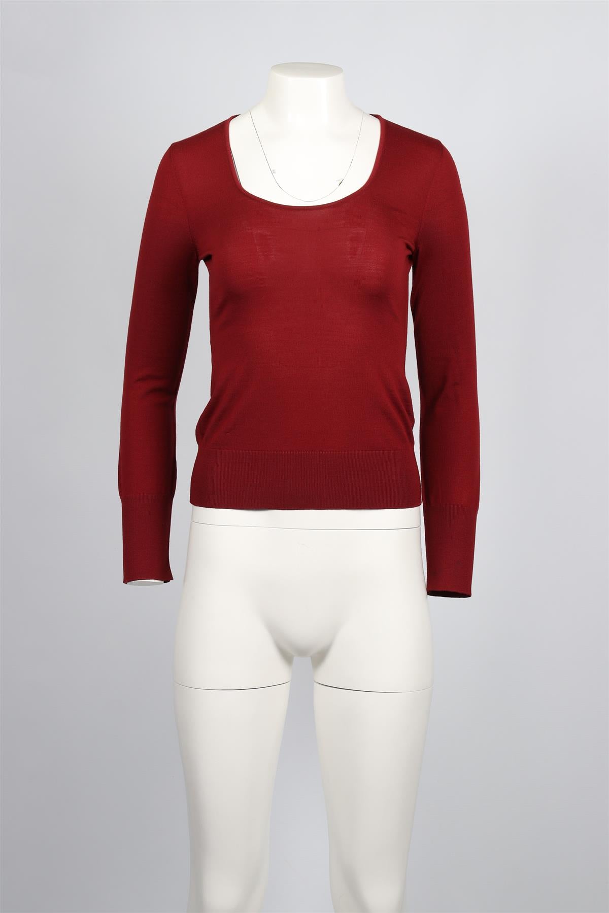 SALVATORE FERRAGAMO BURGUNDY WOOL BLEND SWEATER SMALL