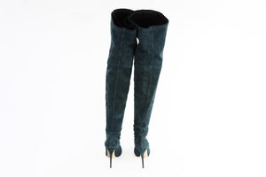CASADEI BLUE SUEDE OVER THE KNEE BOOTS
