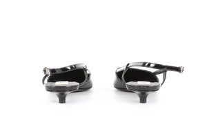 CHANEL BLACK 2022 PATENT LEATHER SLINGBACK PUMPS EU 38.5 UK 5.5 US 8.5