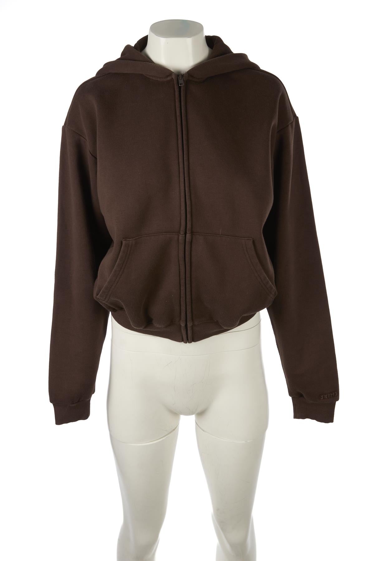 SKIMS BROWN COTTON HOODIE MEDIUM