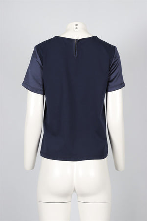 WEEKEND MAX MARA NAVY SATIN TOP SMALL