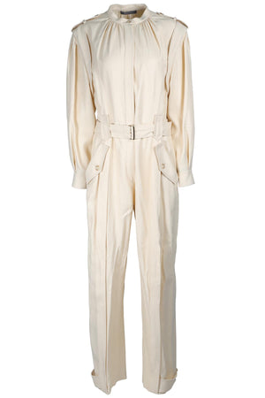 ALBERTA FERRETTI CREAM LINEN JUMPSUIT IT 44 UK 12