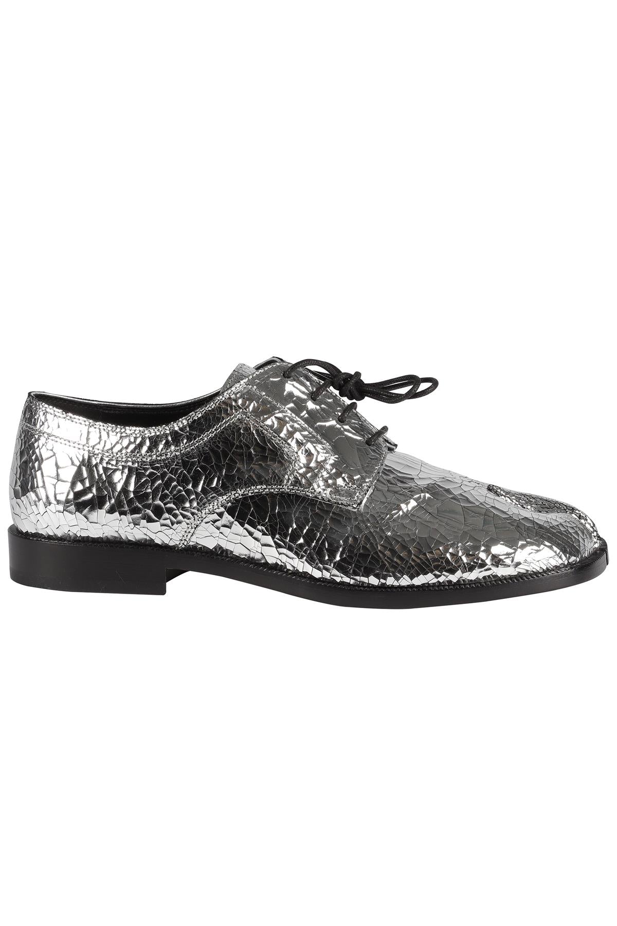 MAISON MARGIELA SILVER TABI LEATHER LOAFERS EU 39.5 UK 6.5 US 9.5