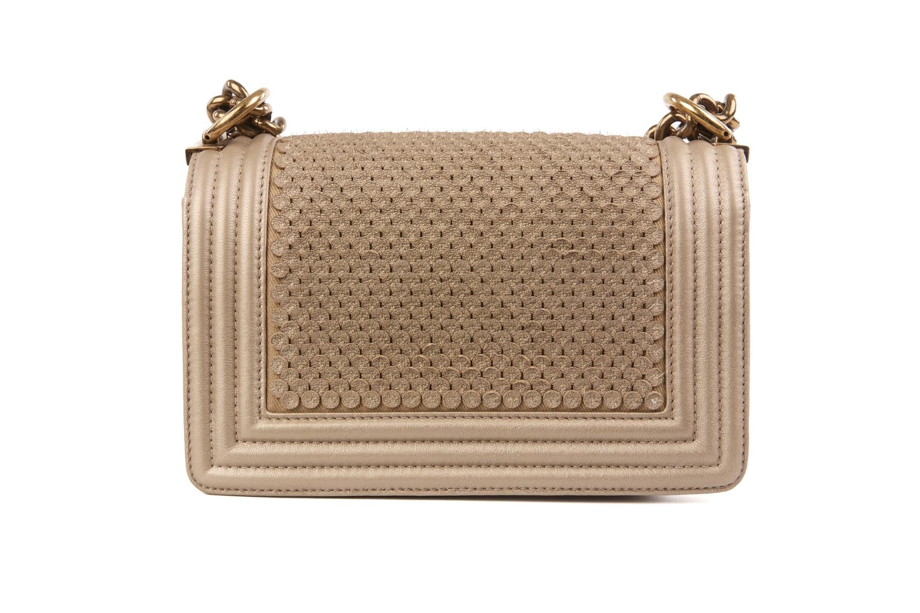 CHANEL BRONZE 2015 BOY SMALL LEATHER SHOULDER BAG