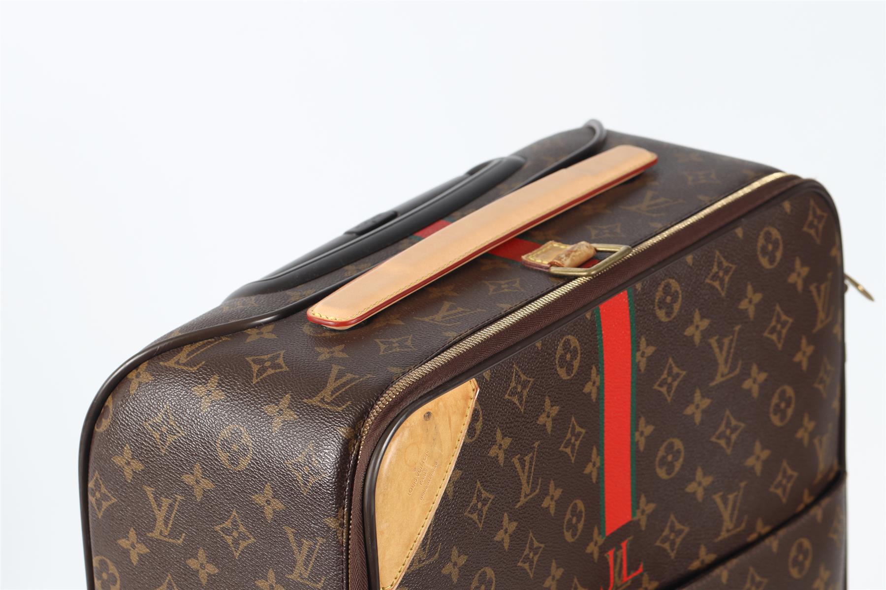 LOUIS VUITTON BROWN 2010 PEGASE 55 COATED CANVAS SUITCASE