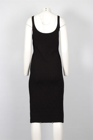 FENDI BLACK FF KNIT MIDI DRESS IT 40 UK 8