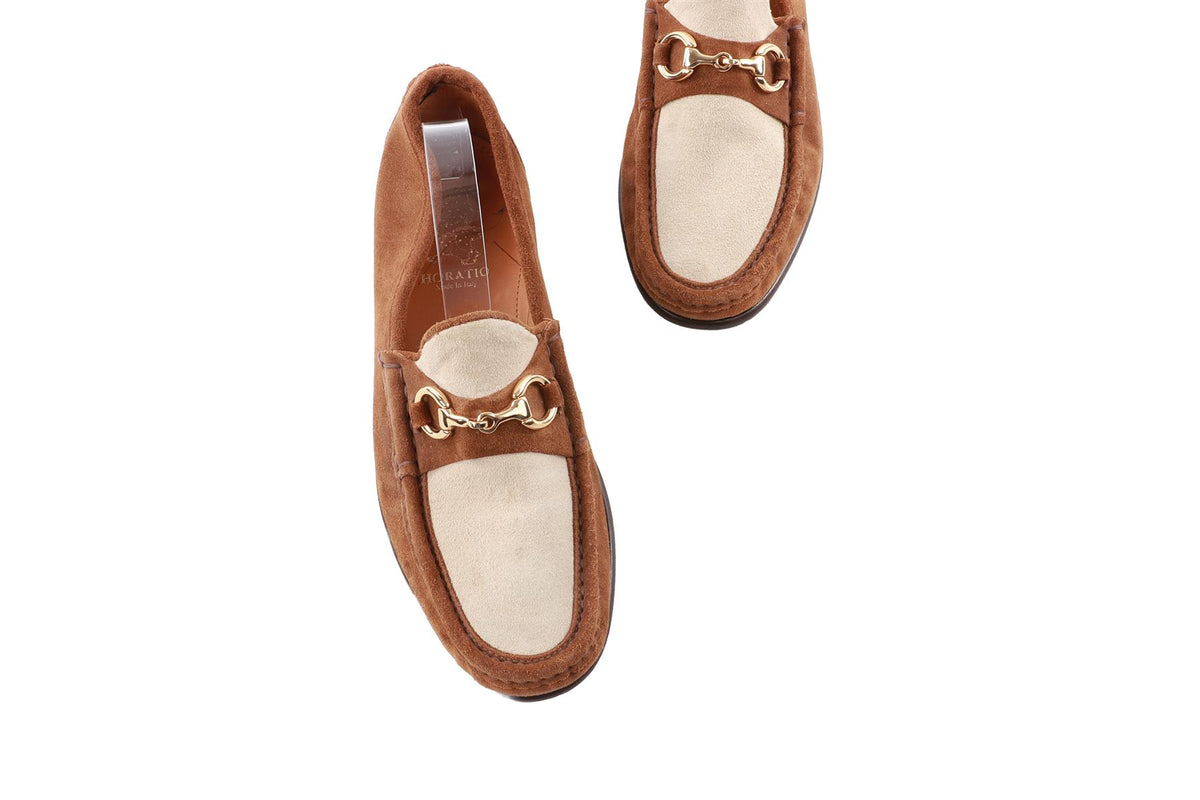 HORATIO TAN MEN'S SUEDE LOAFERS EU 41 UK 7 US 8