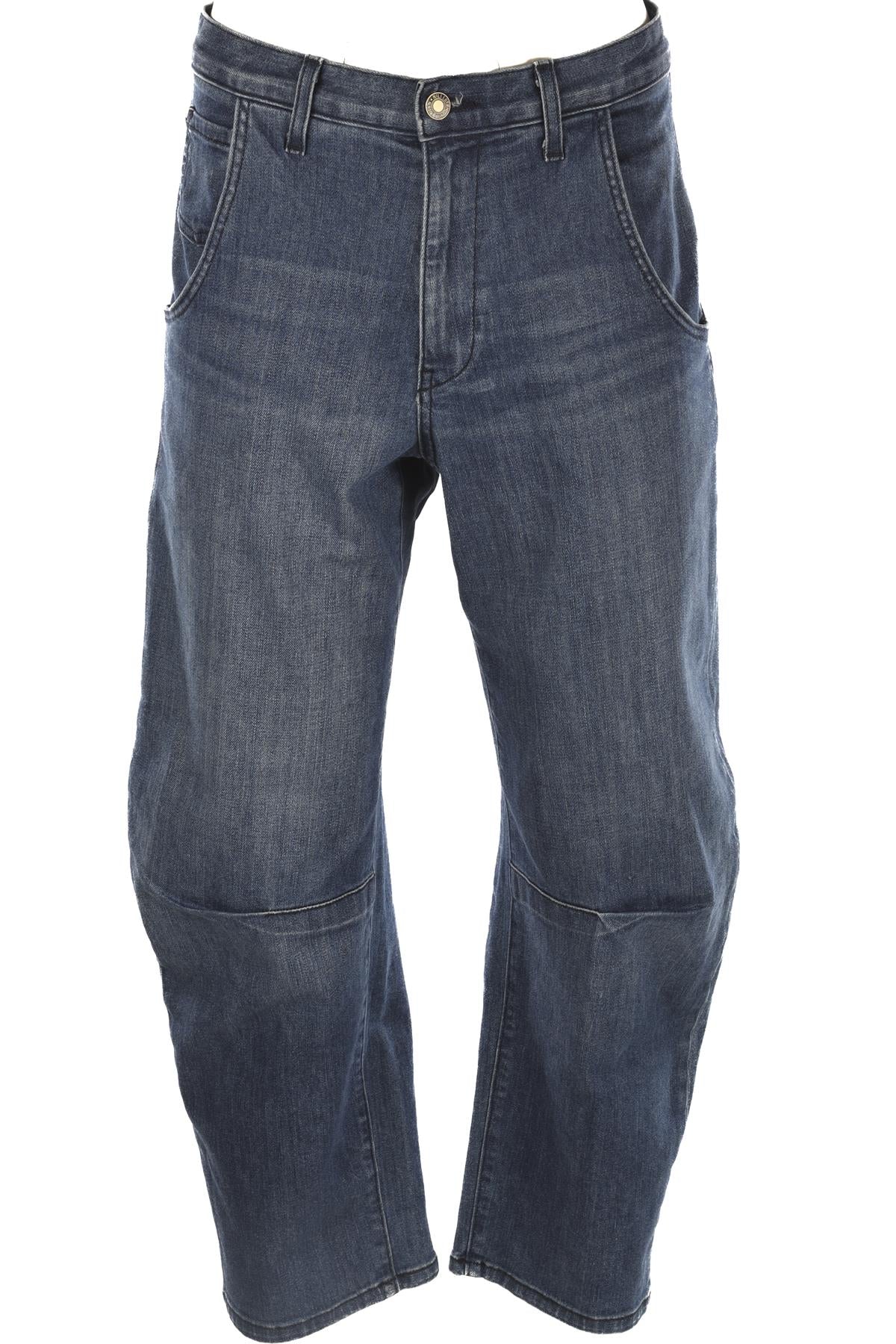 NILI LOTAN BLUE HIGH RISE BARREL LEG JEANS W25