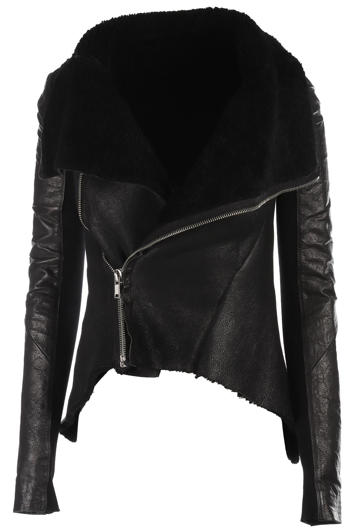 RICK OWENS BLACK SHEARLING JACKET IT 38 UK 6