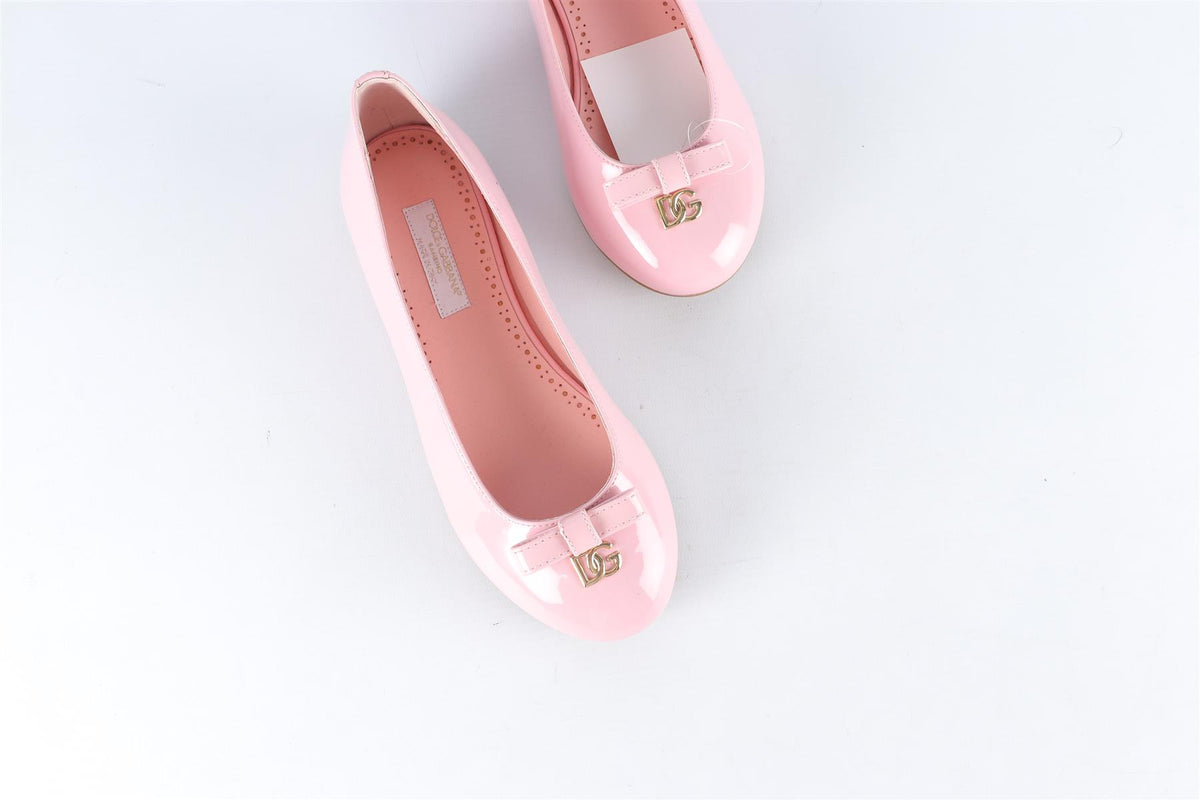DOLCE & GABBANA PINK KIDS GIRLS LEATHER BALLERINA FLATS EU 33 UK 1 US 2