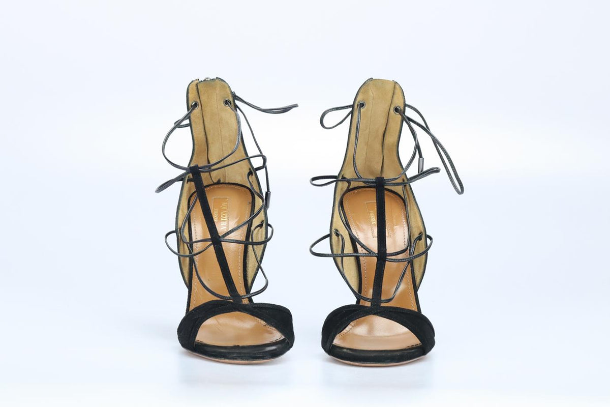 AQUAZZURA SUEDE SANDALS EU 39 UK 6 US 9