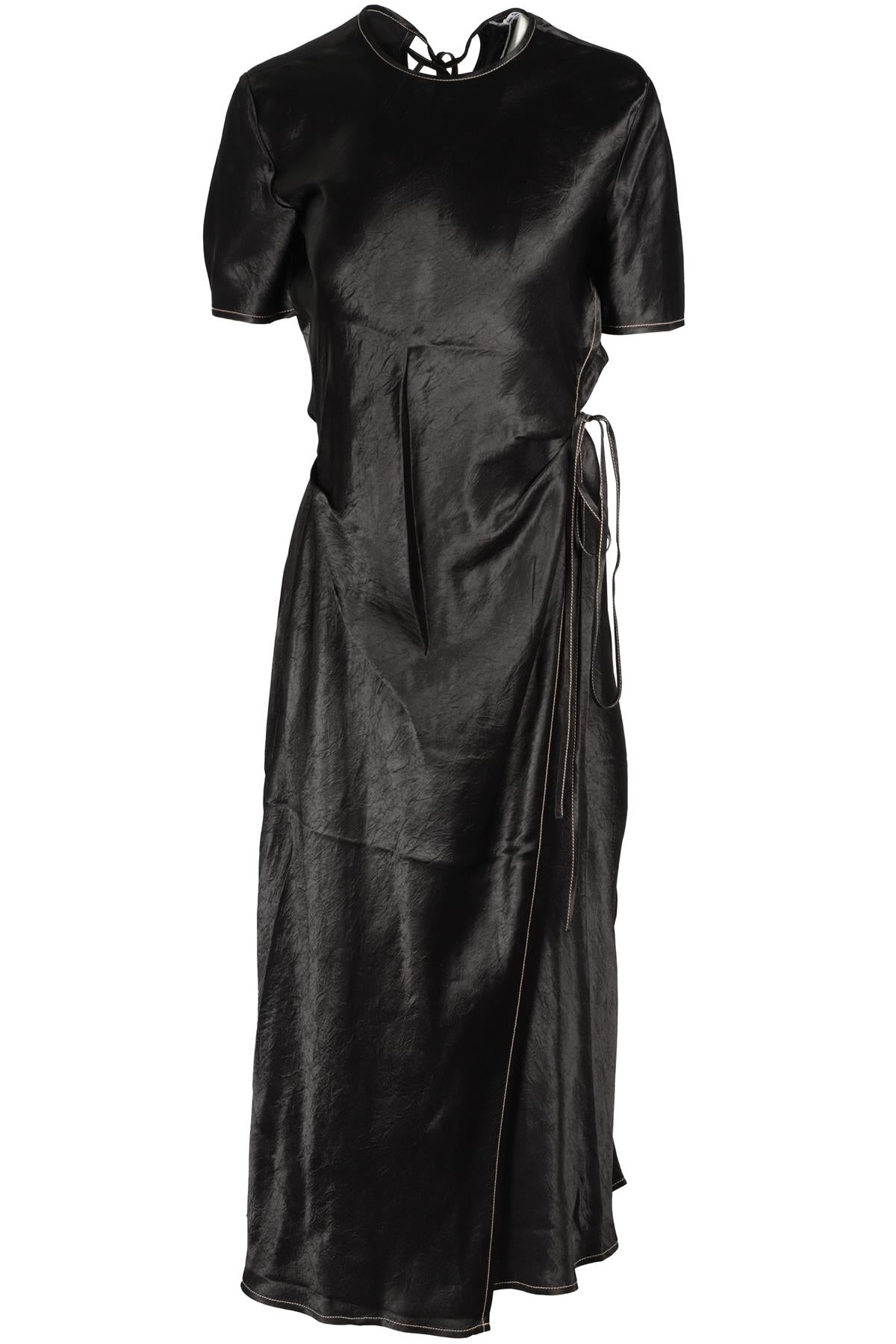 ACNE STUDIOS BLACK SATIN MIDI DRESS UK 8