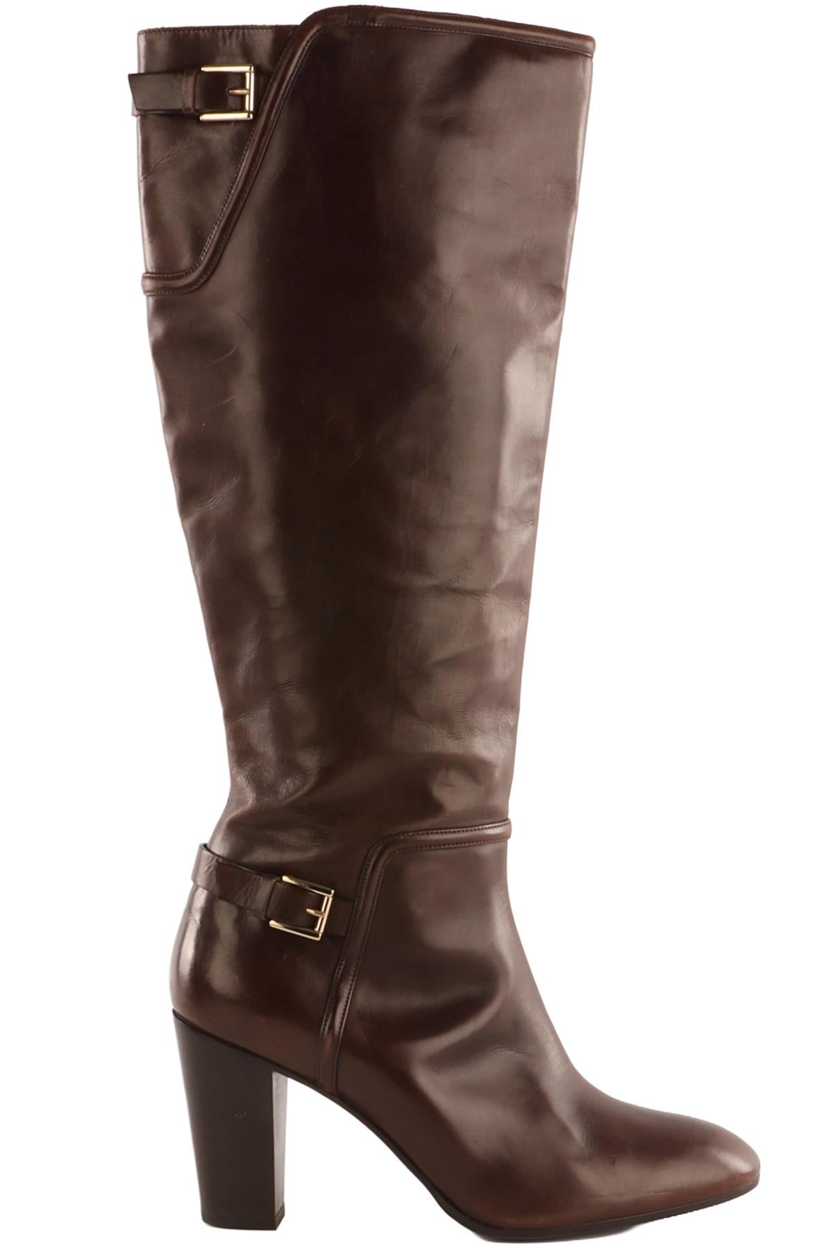 FRATELLI ROSSETTI BROWN LEATHER KNEE HIGH BOOTS EU 40 UK 7 US 10