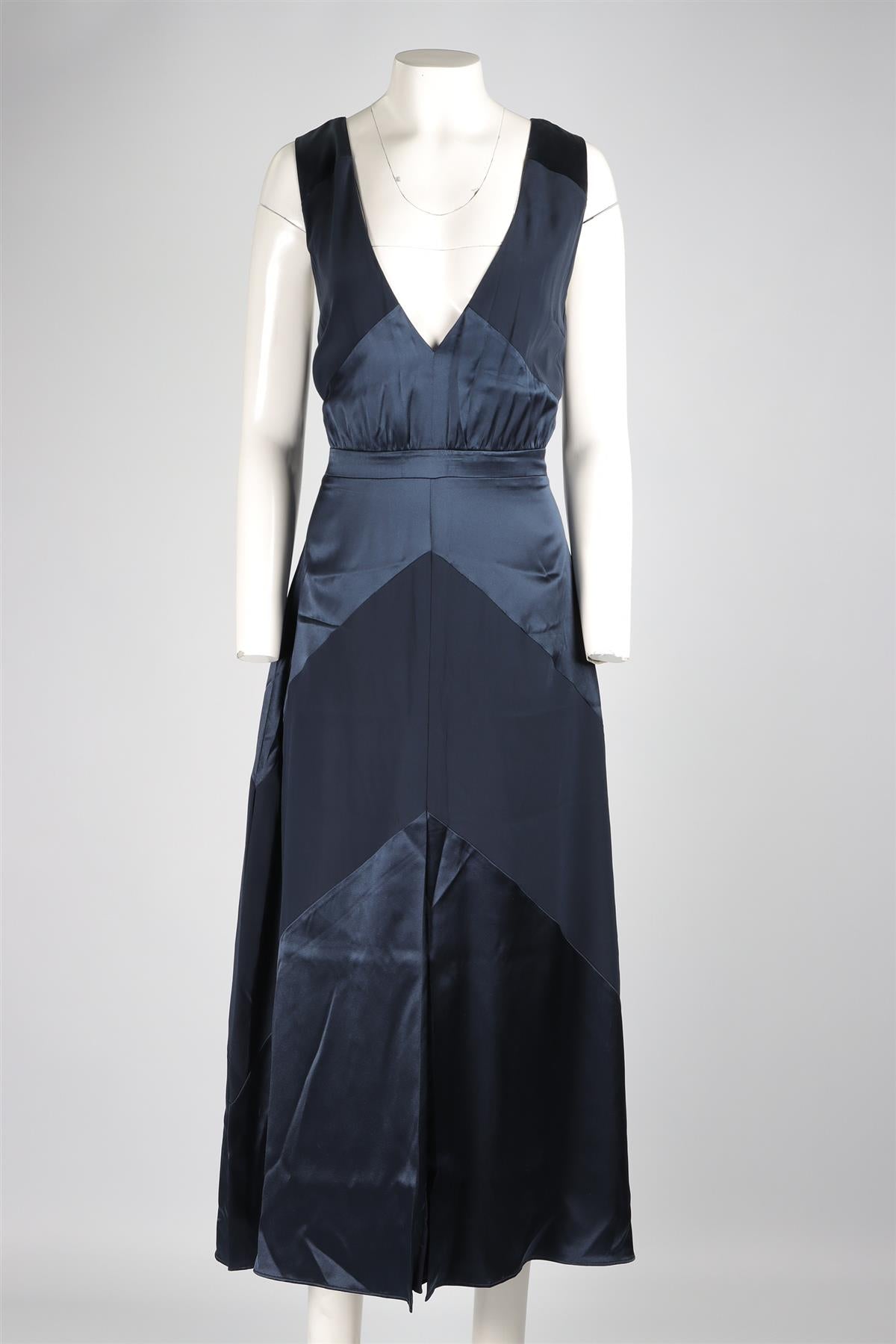 ALTUZARRA NAVY SILK MAXI DRESS IT 42 UK 10