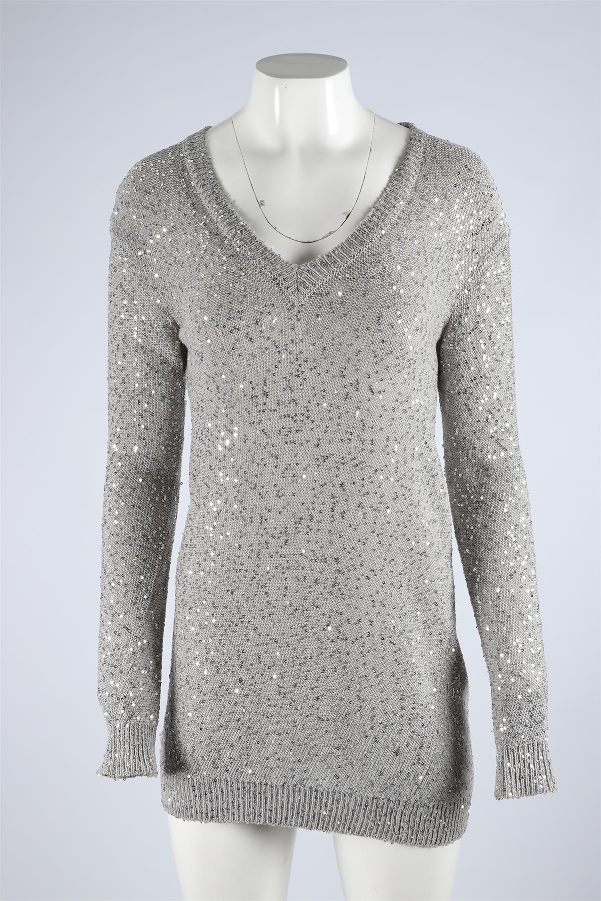 STELLA MCCARTNEY SILVER COTTON SWEATER IT 38 UK 6
