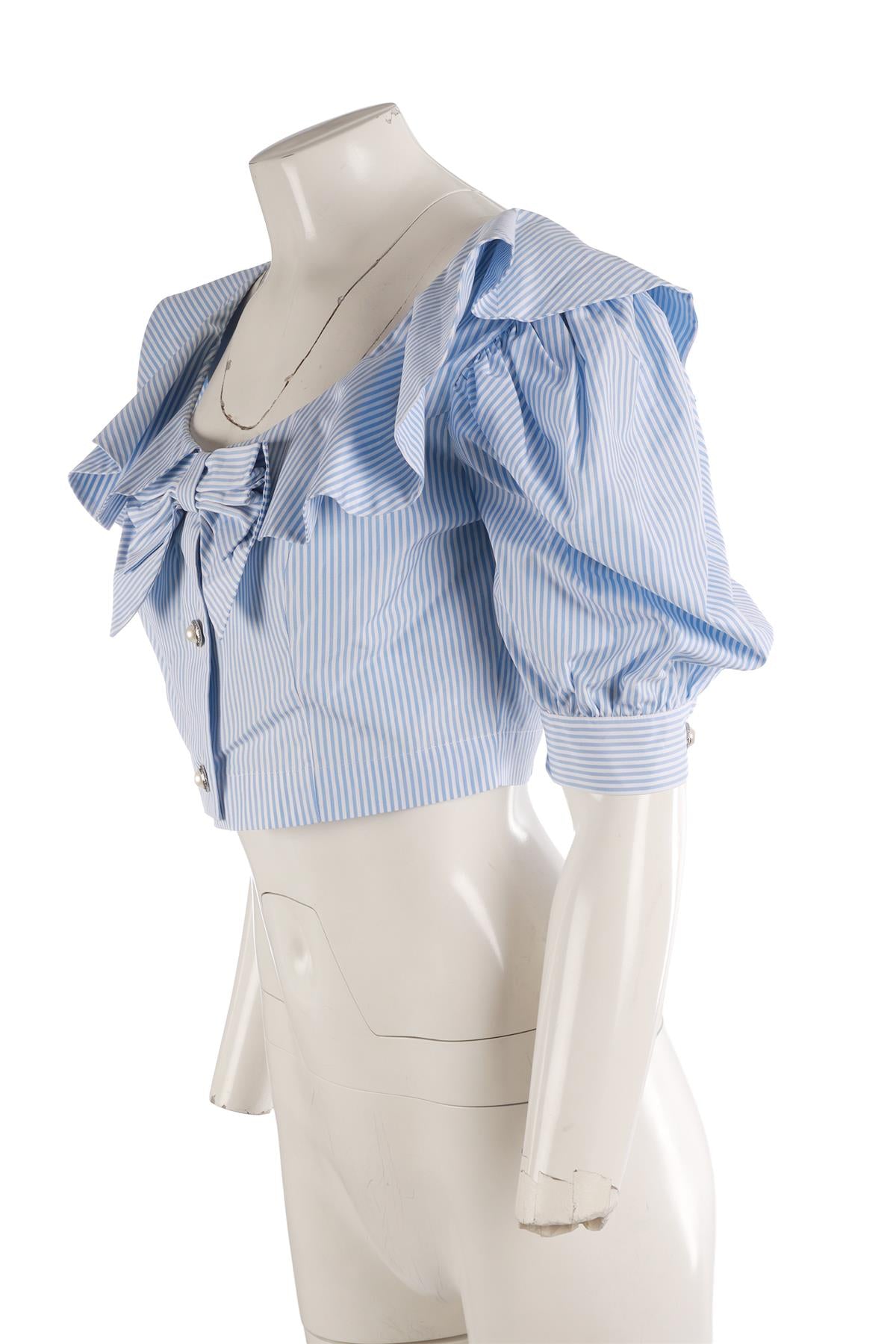 ALESSANDRA RICH BLUE COTTON SHIRT IT 40 UK 8