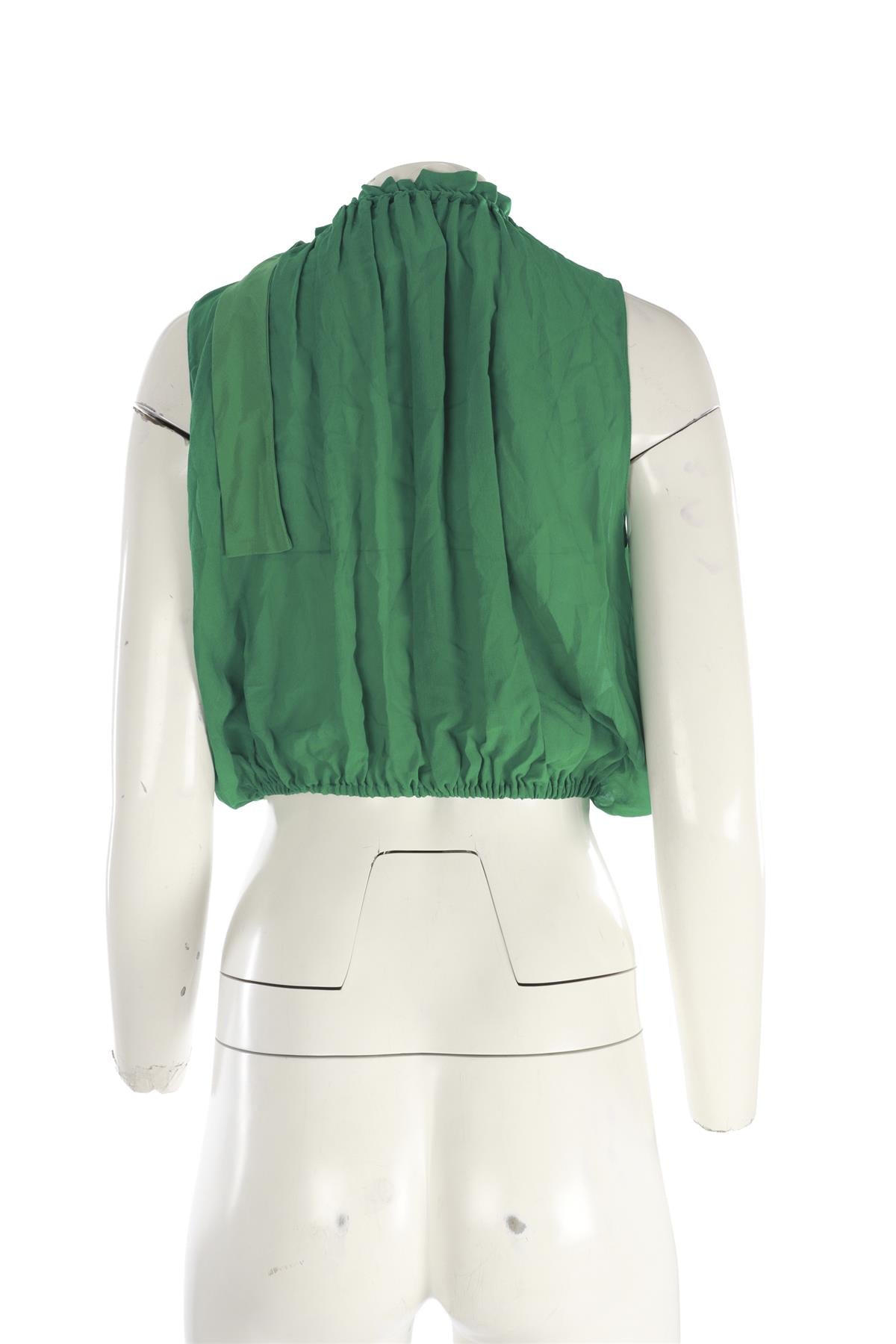 MIU MIU GREEN SILK TOP IT 40 UK 8