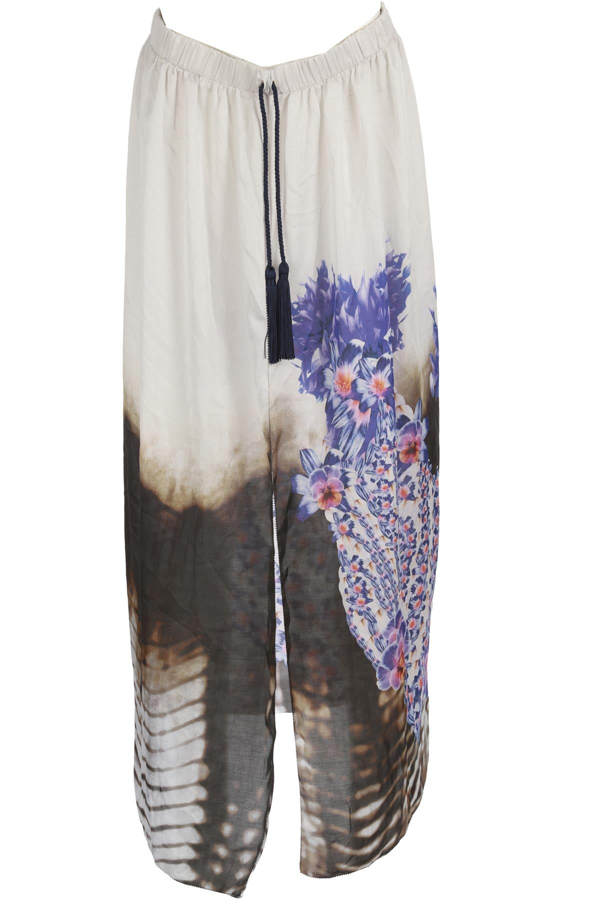 ROBERTO CAVALLI BEACHWEAR MULTI SATIN MAXI SKIRT ONE SIZE