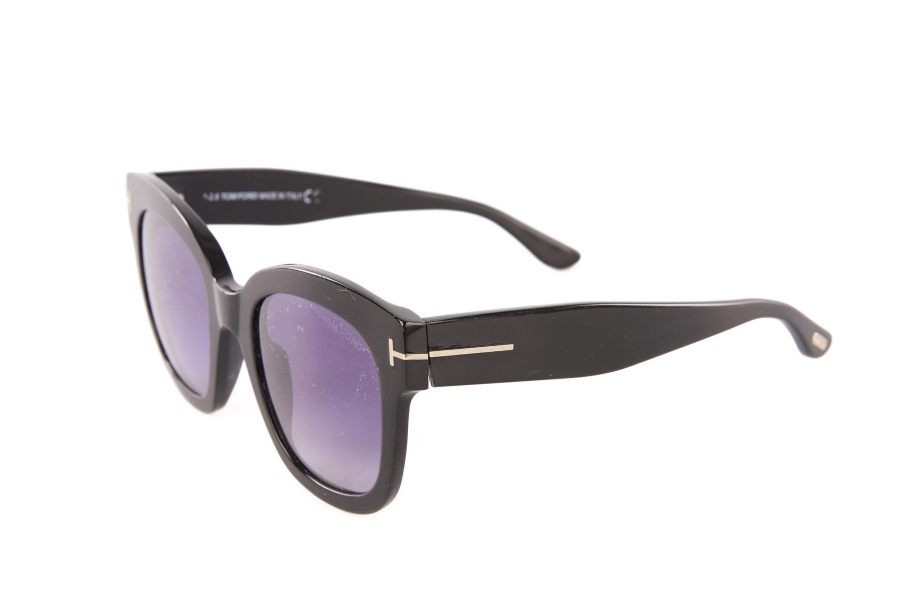 TOM FORD BLACK SQUARE FRAME ACETATE SUNGLASSES
