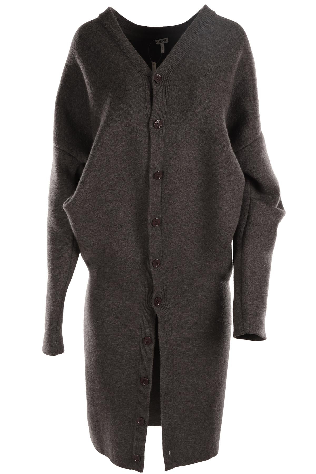 LOEWE GREY WOOL CARDIGAN SMALL