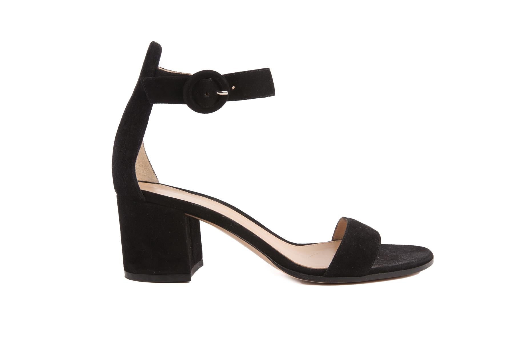 GIANVITO ROSSI BLACK SUEDE SANDALS EU 38 UK 5 US 8