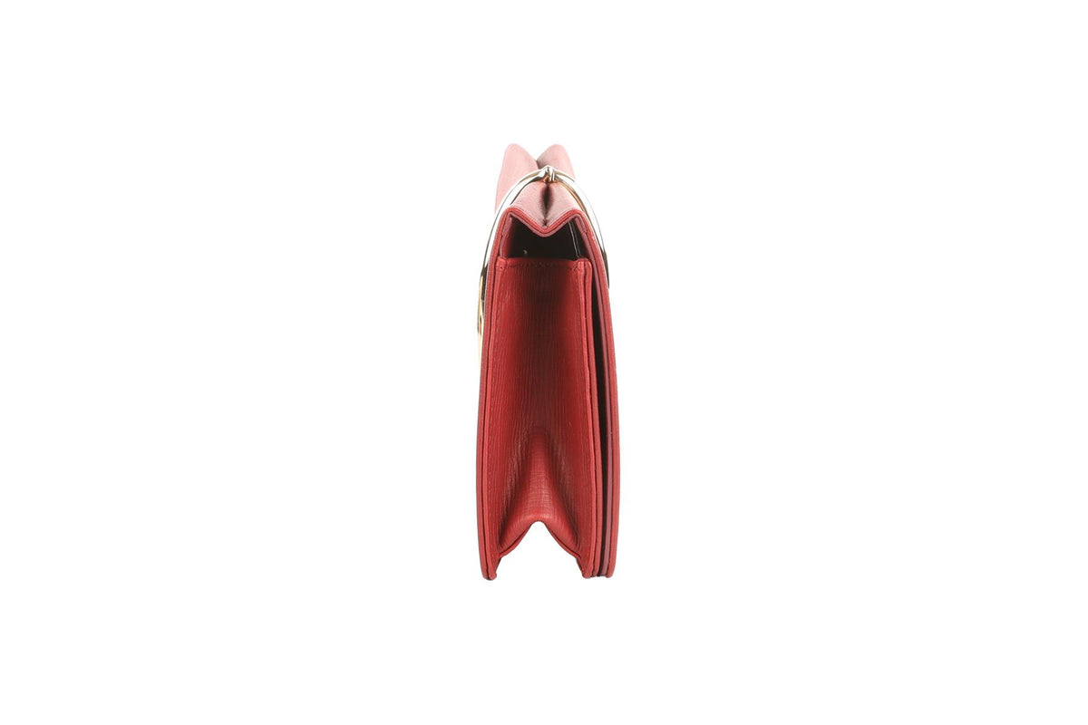 NINA RICCI BURGUNDY LEATHER CLUTCH