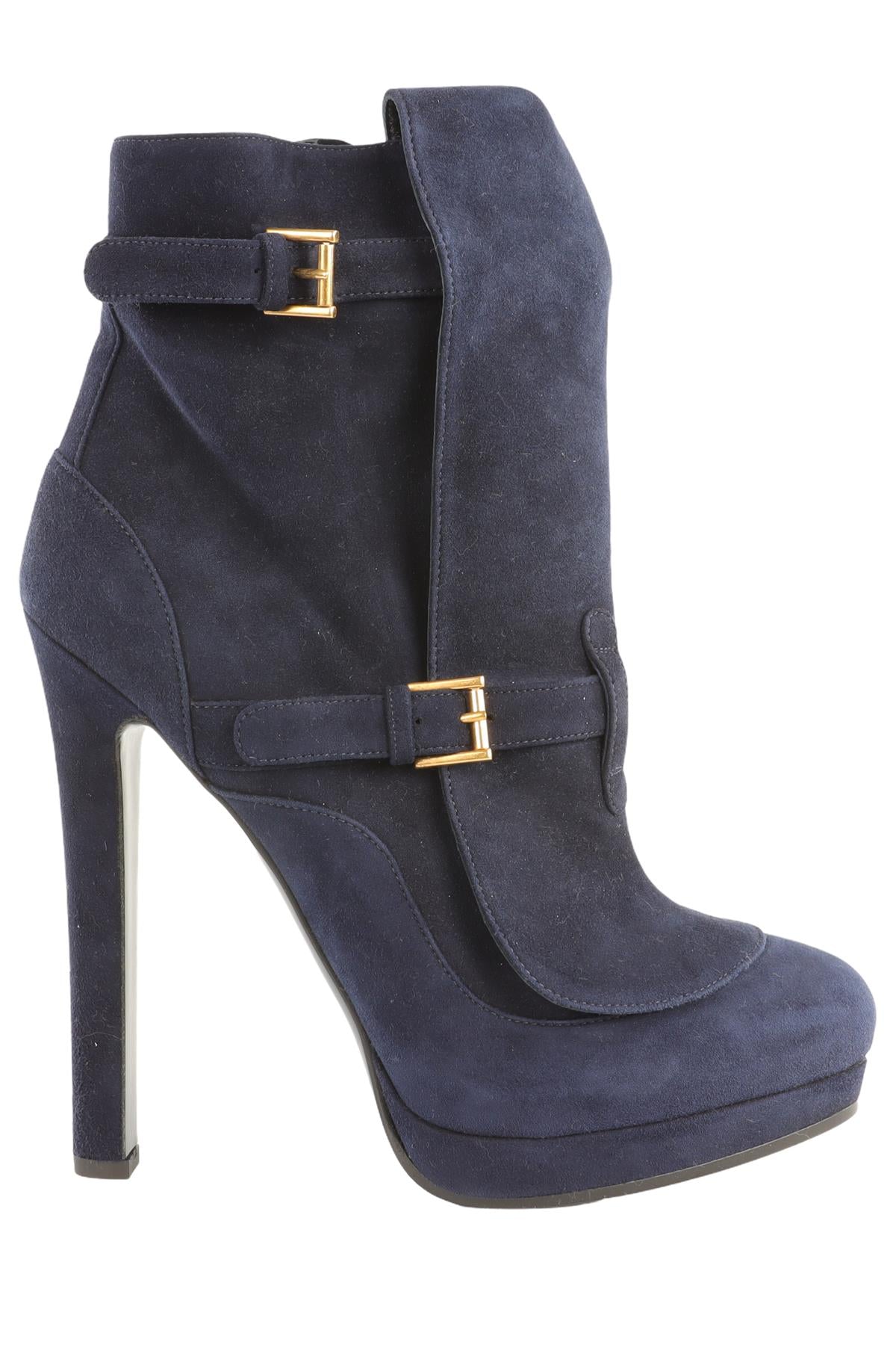 ALEXANDER MCQUEEN NAVY SUEDE ANKLE BOOTS