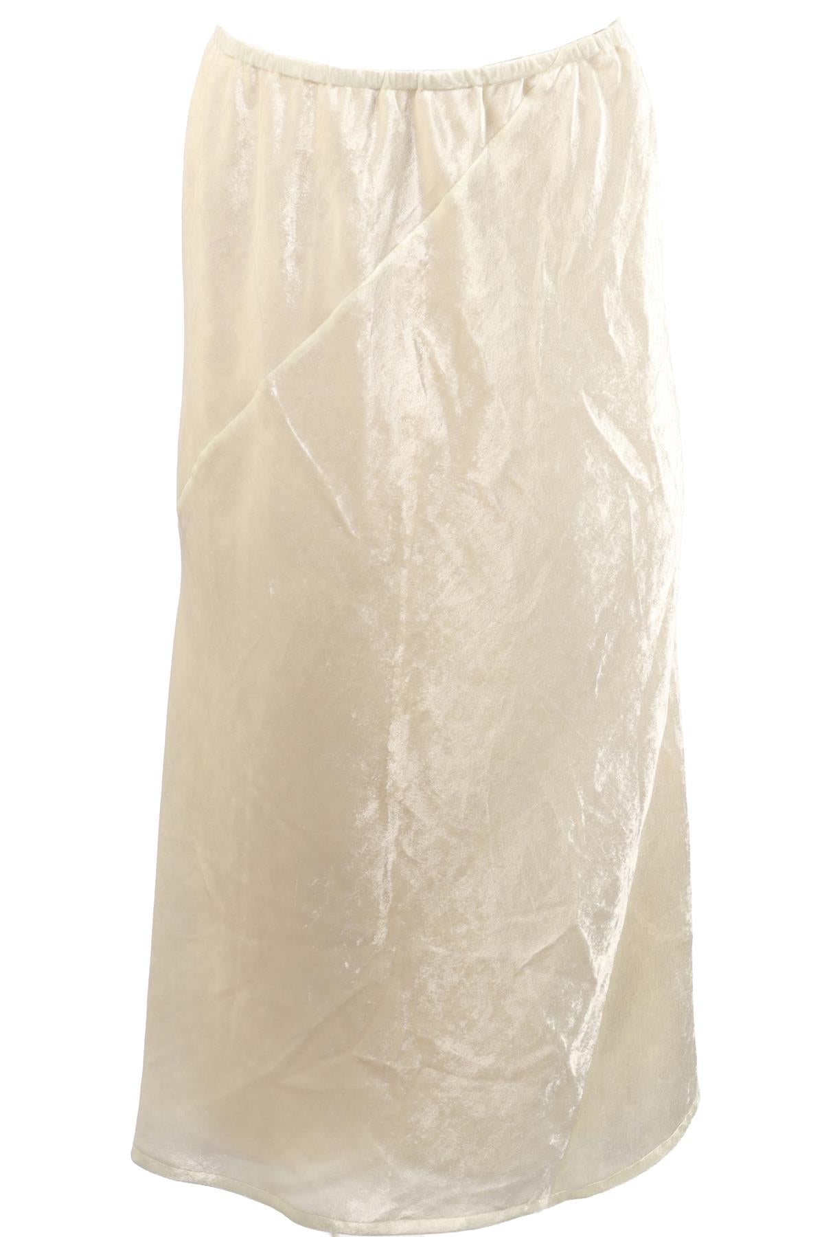 IVORY VELVET MIDI SKIRT