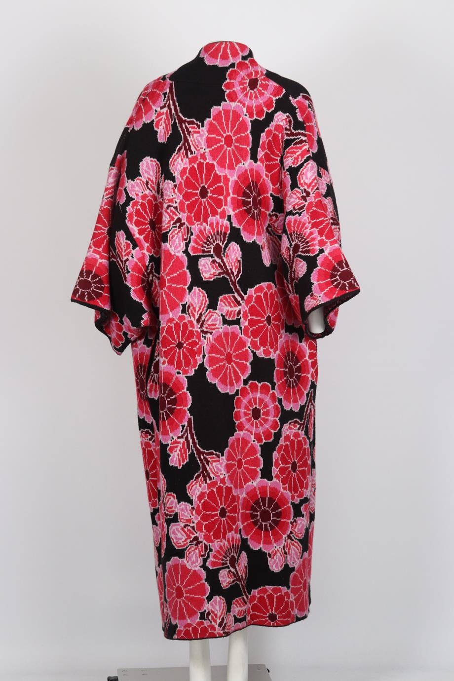 BALENCIAGA FLORAL PRINT WOOL BLEND COAT SMALL