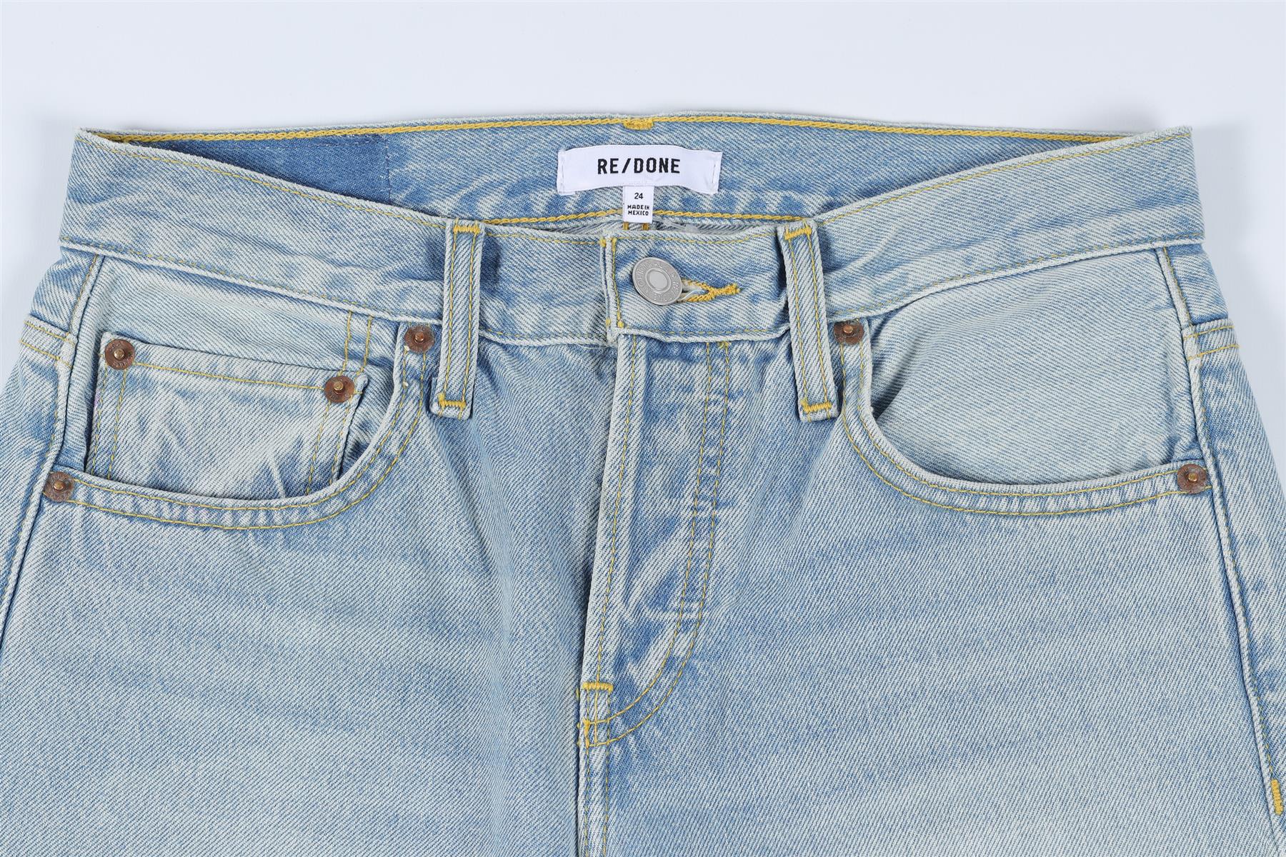 RE/DONE BLUE HIGH RISE WIDE LEG JEANS W24 UK 6