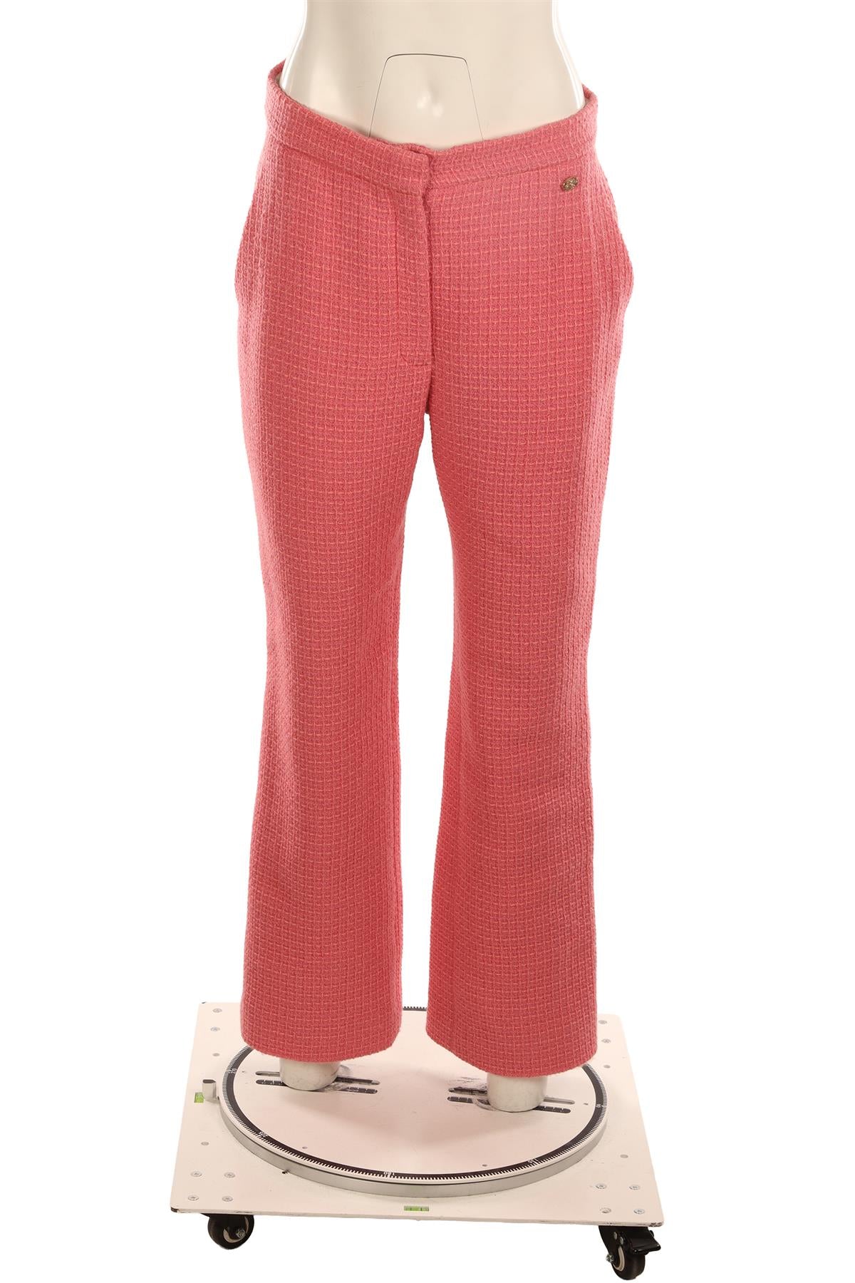 CHANEL PINK 2020 WOOL STRAIGHT LEG PANTS FR 40 UK 12